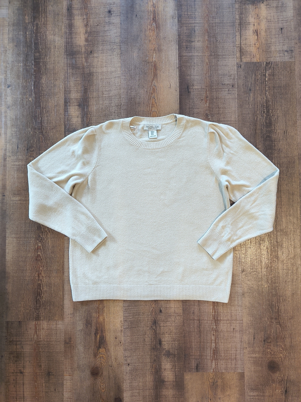 Rachel Zoe White Cream Crewneck Long Sleeved Cozy Fall Sweater Size M